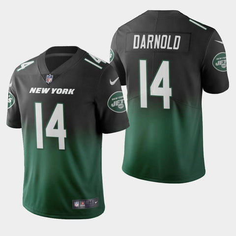 Men's New York Jets #14 Sam Darnold Color Crash Gradient Green Jersey