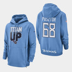 Men's Tennessee Titans #68 Austin Pasztor Sideline Lockup Pullover Hoodie - Blue