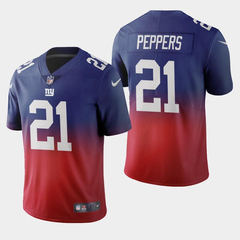 Men's New York Giants #21 Jabrill Peppers Color Crash Gradient Royal Jersey