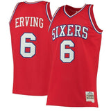 6-Julius Erving Philadelphia 76ers  1982-83 Hardwood Classics Swingman Jersey - Red
