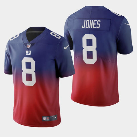 Men's New York Giants #8 Daniel Jones Color Crash Gradient Royal Jersey