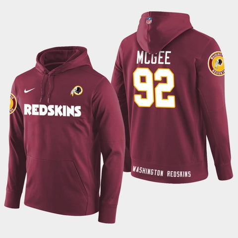 Men's Washington Redskins #92 Stacy McGee New Season Player Pullover Hoodie - Burgundy