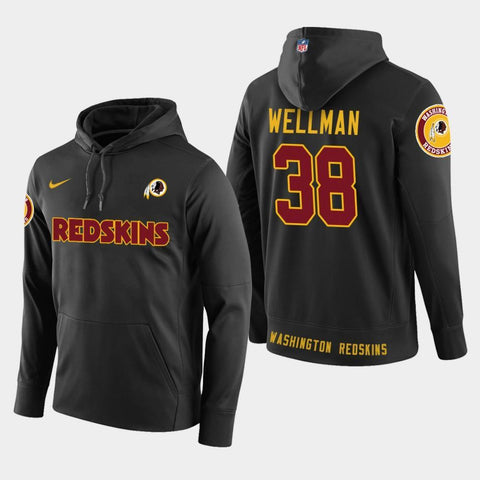 Men's Washington Redskins #38 Elijah Wellman New Season Player Pullover Hoodie - Black