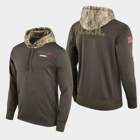 Men's Tampa Bay Buccaneers Salute to Service Sideline Therma Pullover Performance Hoodie - Olive