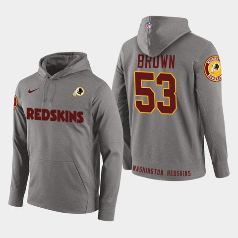 Men's Washington Redskins #53 Zach Brown New Season Player Pullover Hoodie - Gray