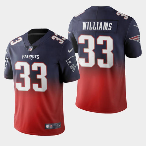 Men's New England Patriots #33 Joejuan Williams Color Crash Gradient Navy Jersey