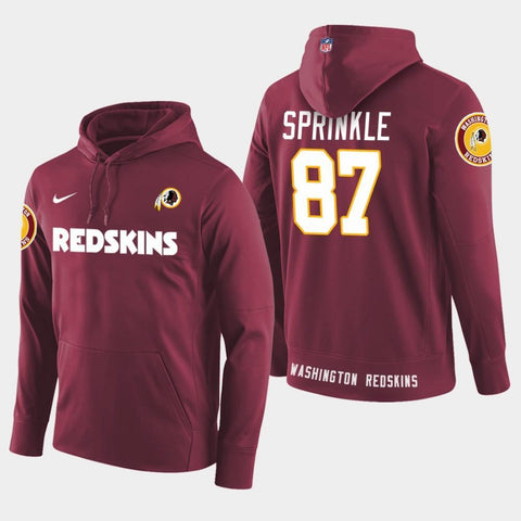 Men's Washington Redskins #87 Jeremy Sprinkle New Season Player Pullover Hoodie - Burgundy