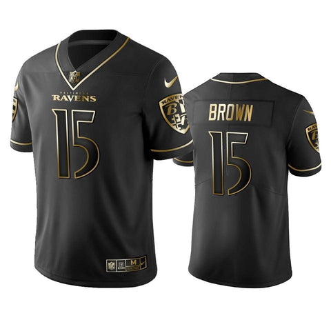 Marquise Brown Ravens Black Golden Edition Vapor Limited Jersey