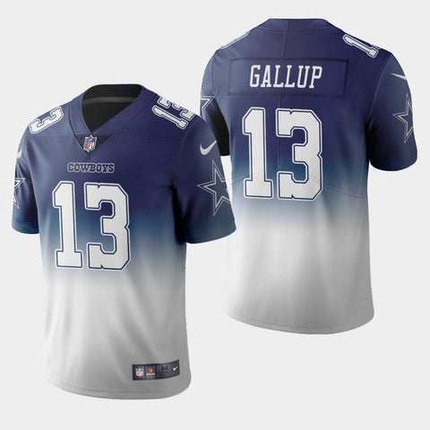 Men's Dallas Cowboys #13 Michael Gallup Color Crash Gradient Navy Jersey