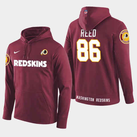 Men's Washington Redskins #86 Jordan Reed New Season Player Pullover Hoodie - Burgundy