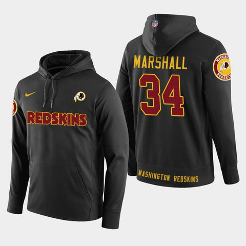 Men's Washington Redskins #34 Byron Marshall New Season Player Pullover Hoodie - Black