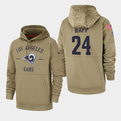 Men's Taylor Rapp Los Angeles Rams Salute to Service Sideline Therma Pullover Hoodie - Tan