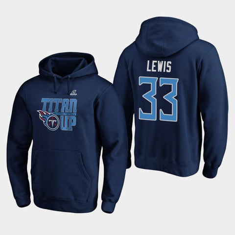 Men's Tennessee Titans Dion Lewis 2019 NFL Playoffs Bound Hometown Checkdown Pullover Hoodie - Navy