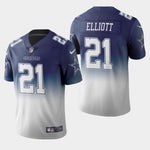 Men's Dallas Cowboys #21 Ezekiel Elliott Color Crash Gradient Navy Jersey