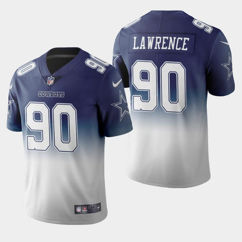 Men's Dallas Cowboys #90 Demarcus Lawrence Color Crash Gradient Navy Jersey