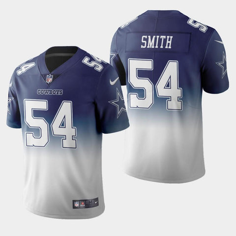 Men's Dallas Cowboys #54 Jaylon Smith Color Crash Gradient Navy Jersey