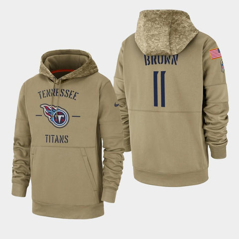 Men's A.J. Brown Tennessee Titans 2019 Salute to Service Sideline Therma Pullover Hoodie - Tan