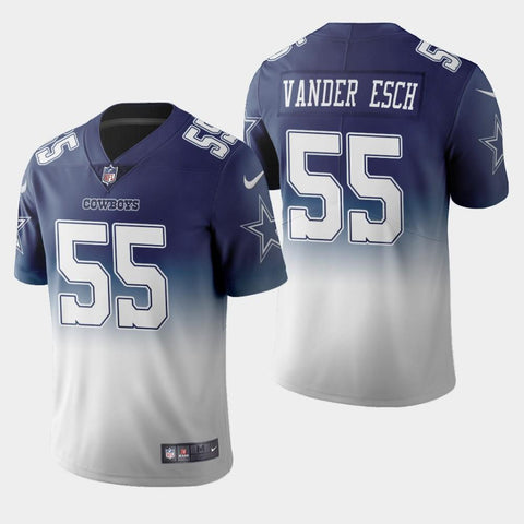 Men's Dallas Cowboys #55 Leighton Vander Esch Color Crash Gradient Navy Jersey