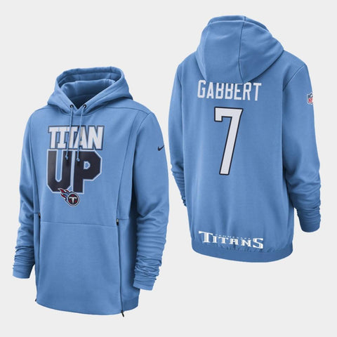 Men's Tennessee Titans #7 Blaine Gabbert Sideline Lockup Pullover Hoodie - Light Blue