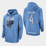 Men's Tennessee Titans #4 Ryan Succop Sideline Lockup Pullover Hoodie - Light Blue