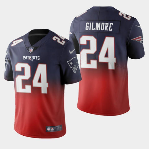 Men's New England Patriots #24 Stephon Gilmore Color Crash Gradient Navy Jersey