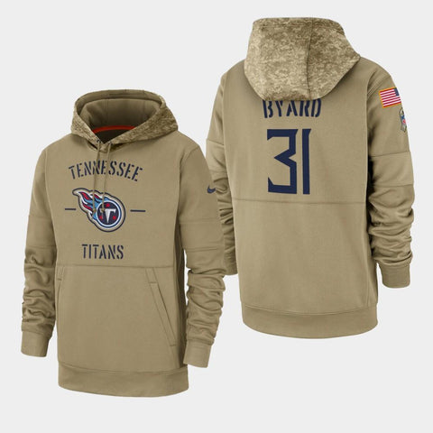 Men's Kevin Byard Tennessee Titans 2019 Salute to Service Sideline Therma Pullover Hoodie - Tan