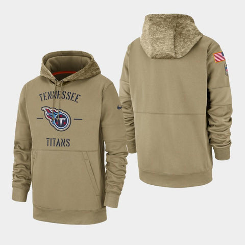 Men's Tennessee Titans Tan 2019 Salute to Service Sideline Therma Pullover Hoodie