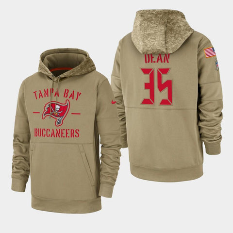 Men's Jamel Dean Tampa Bay Buccaneers 2019 Salute to Service Sideline Therma Pullover Hoodie - Tan