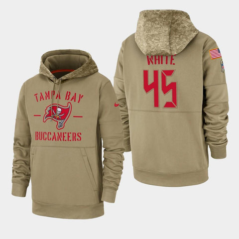 Men's Devin White Tampa Bay Buccaneers 2019 Salute to Service Sideline Therma Pullover Hoodie - Tan