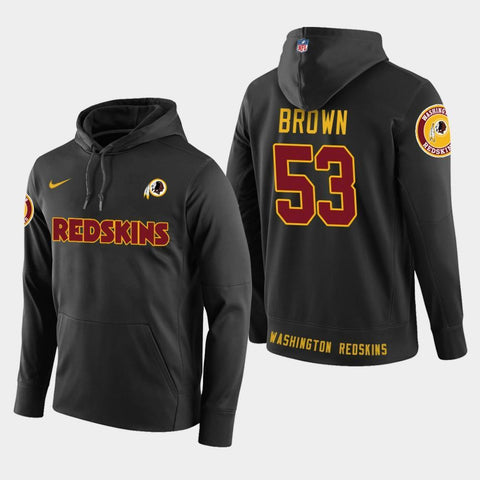 Men's Washington Redskins #53 Zach Brown New Season Player Pullover Hoodie - Black