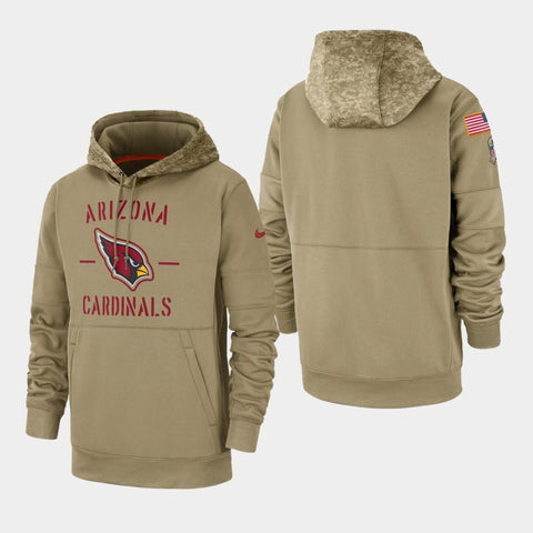 Men's Arizona Cardinals Tan Salute to Service Sideline Therma Pullover Hoodie