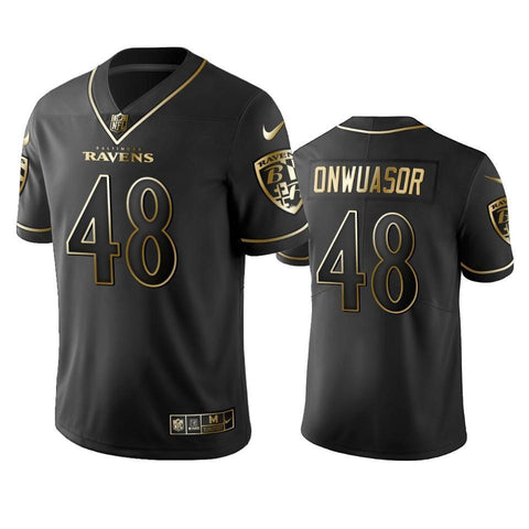 NFL 100 Patrick Onwuasor Baltimore Ravens Black Golden Edition Vapor Untouchable Limited Jersey - Men's