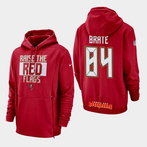 Men's Tampa Bay Buccaneers #84 Cameron Brate Sideline Lockup Pullover Hoodie - Red