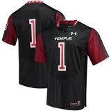 #1 Temple Owls Under Armour Replica Football Jersey - Black