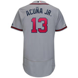 Ronald Acuña Jr Atlanta Braves Majestic 2019 Alternate Collection Flex Base Player Jersey – Navy/Gray