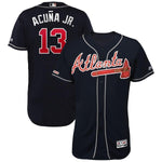 Ronald Acuña Jr Atlanta Braves Majestic 2019 Alternate Collection Flex Base Player Jersey – Navy/Gray