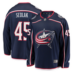 Men's Columbus Blue Jackets Lukas Sedlak Fanatics Branded Navy Breakaway Jersey