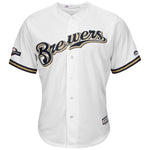 Lorenzo Cain Milwaukee Brewers Majestic 2019 Postseason Official Cool Base Player Jersey - White