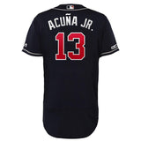 Ronald Acuña Jr Atlanta Braves Majestic 2019 Alternate Collection Flex Base Player Jersey – Navy/Gray