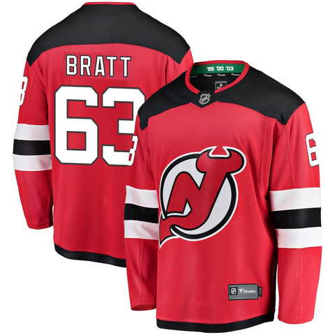 Men's New Jersey Devils Jesper Bratt Fanatics Branded Red Home Breakaway Player Jersey