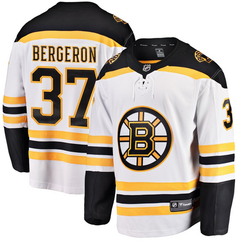 Men's Boston Bruins Patrice Bergeron White Away Breakaway Player Jersey