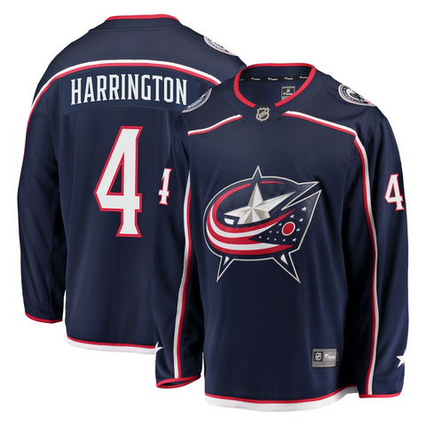 Men's Columbus Blue Jackets Scott Harrington Fanatics Branded Navy Breakaway Jersey