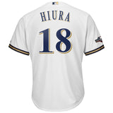 Keston Hiura Milwaukee Brewers Majestic 2019 Postseason Official Cool Base Player Jersey - White