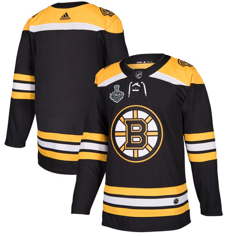 Men's Boston Bruins adidas Black 2019 Stanley Cup Final Bound Home Authentic Patch Jersey