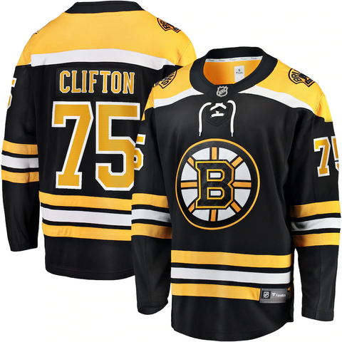 Men's Boston Bruins Connor Clifton Fanatics Branded Black Replica Player Jersey