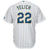 Christian Yelich Milwaukee Brewers Majestic Alternate Official Cool Base Player Jersey - White/Royal