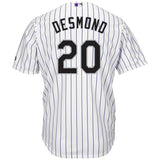 Ian Desmond Colorado Rockies Majestic Home Official Cool Base Player Jersey - White/Purple