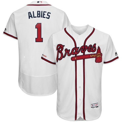 Ozzie Albies Atlanta Braves Majestic 2019 Home Collection Flex Base Player Jersey – White