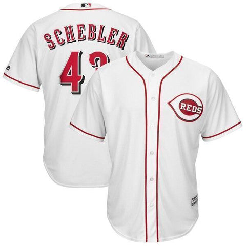 Scott Schebler Cincinnati Reds Majestic Home Cool Base Replica Player Jersey - White