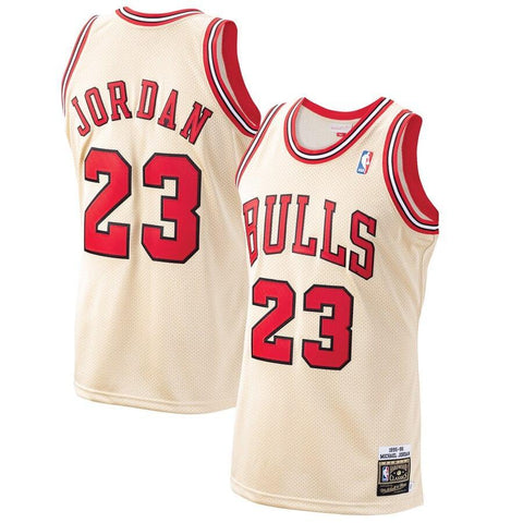 Men's Chicago Bulls Michael Jordan Mitchell & Ness Gold 1995/96 Hardwood Classics Premium Gold Jersey